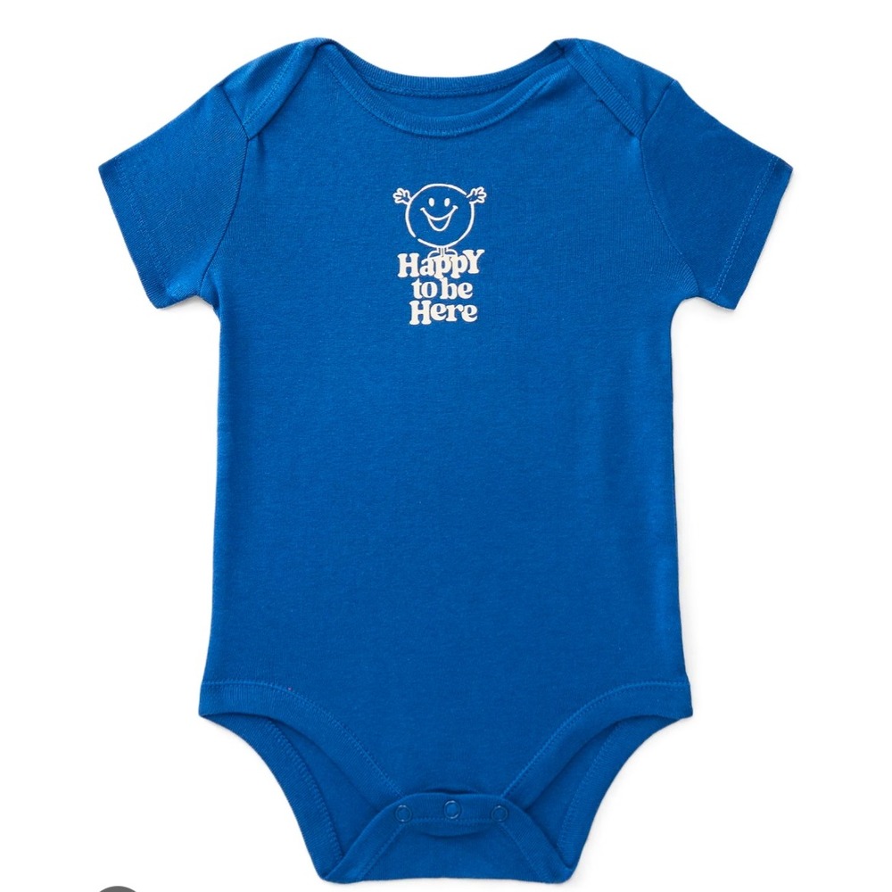 Baby boys girls Wonder Nation Happy to be here blue shirt size 0-3 months